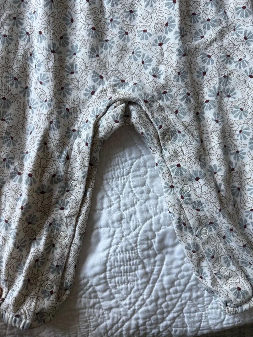 Colored Organics Floral Cream Long-Sleeve Romper 6-12M